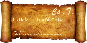 Csikár Teofánia névjegykártya